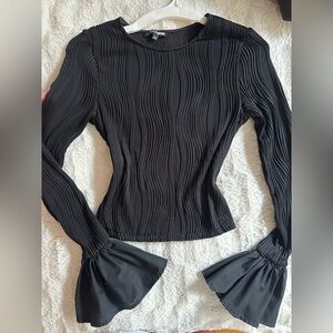 Black Flared Sleeve Blouse